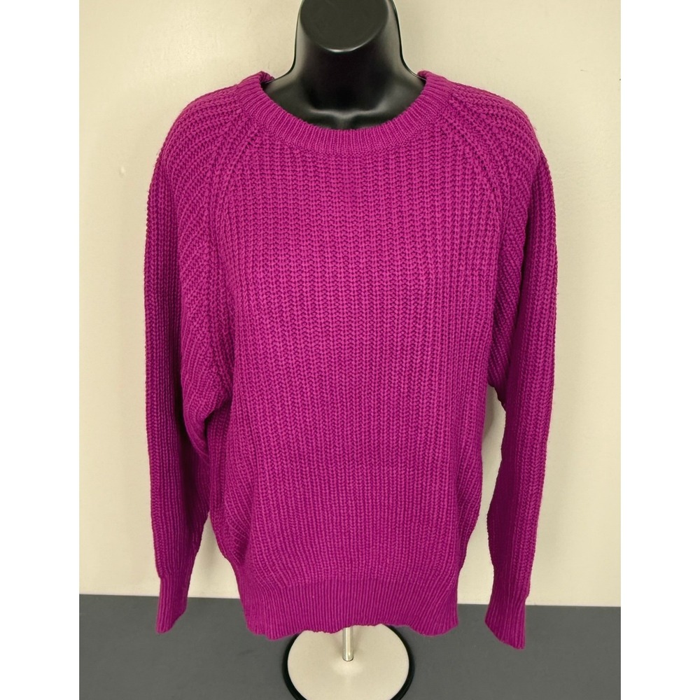 Huntington Ridge Women's Retro Knit Crew Neck Pullover Sweater Pink Size Medium